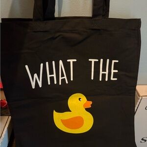 Black Tote Bag with Yellow Duck Design
